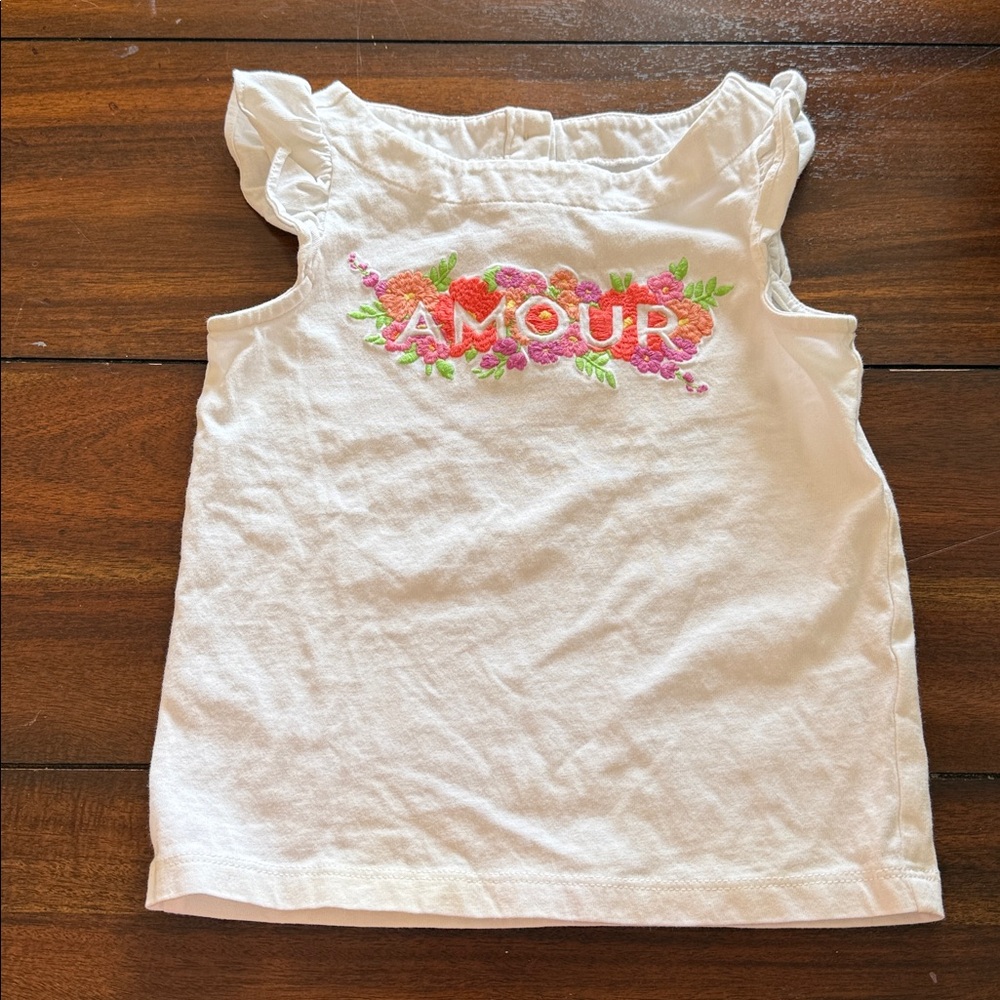 Janie and‎ Jack White Tank Top with Floral 'Amour' Design